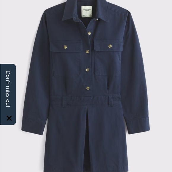 Abercrombie & Fitch Utility Mini Dress Skorts Navy Size M Long Sleeve Stretchy - Picture 14 of 15